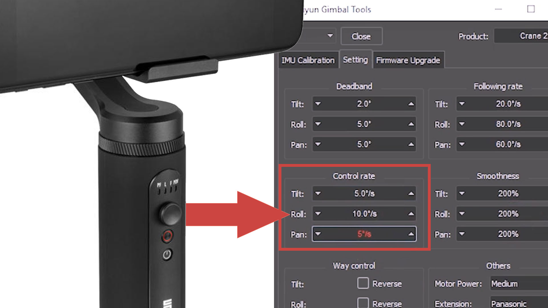 impostare-velocit-joystick-gimbal-Zhiyun