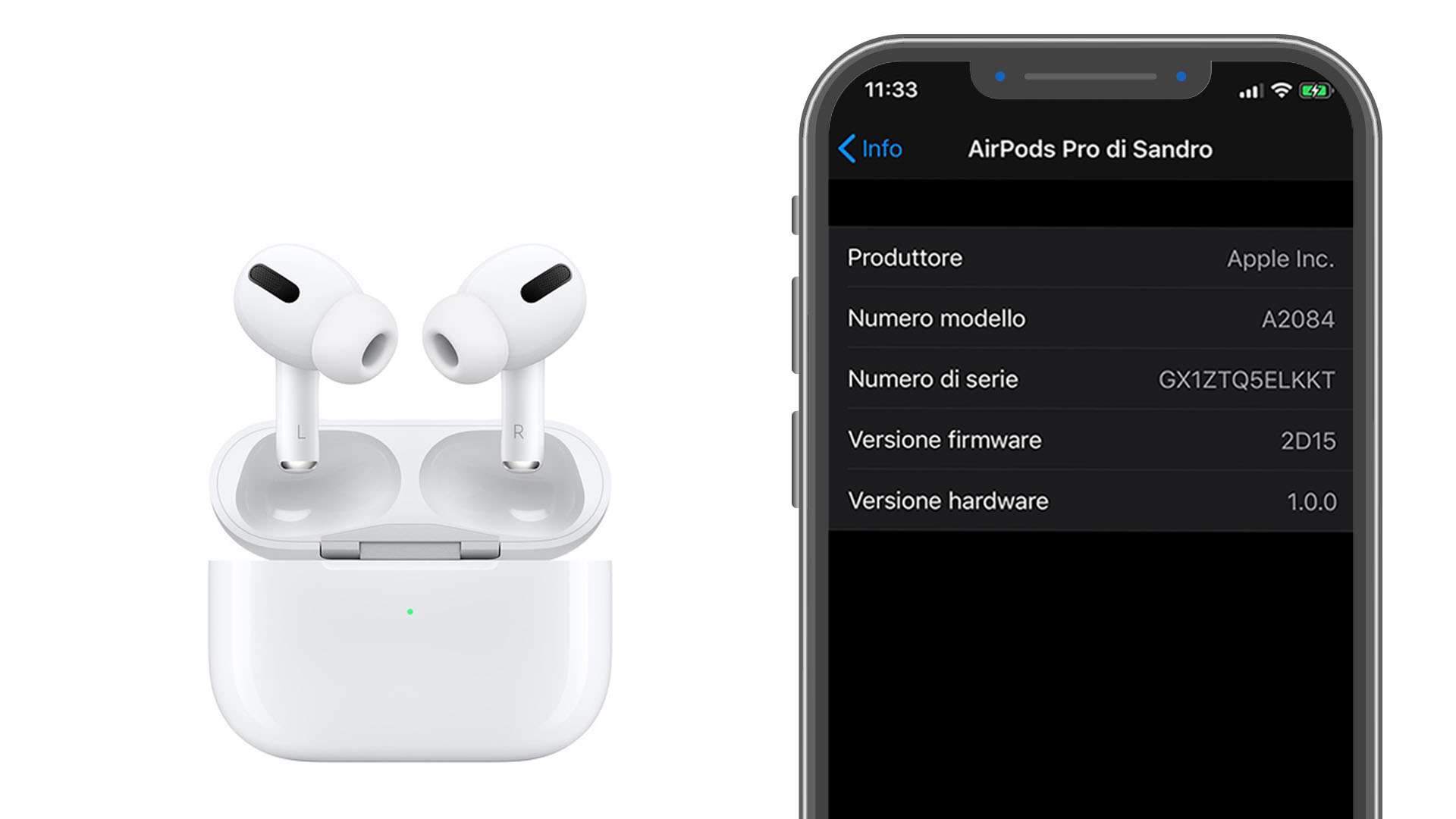 Серийный номер на airpods pro 2