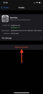 Rimuovere profilo iPhone