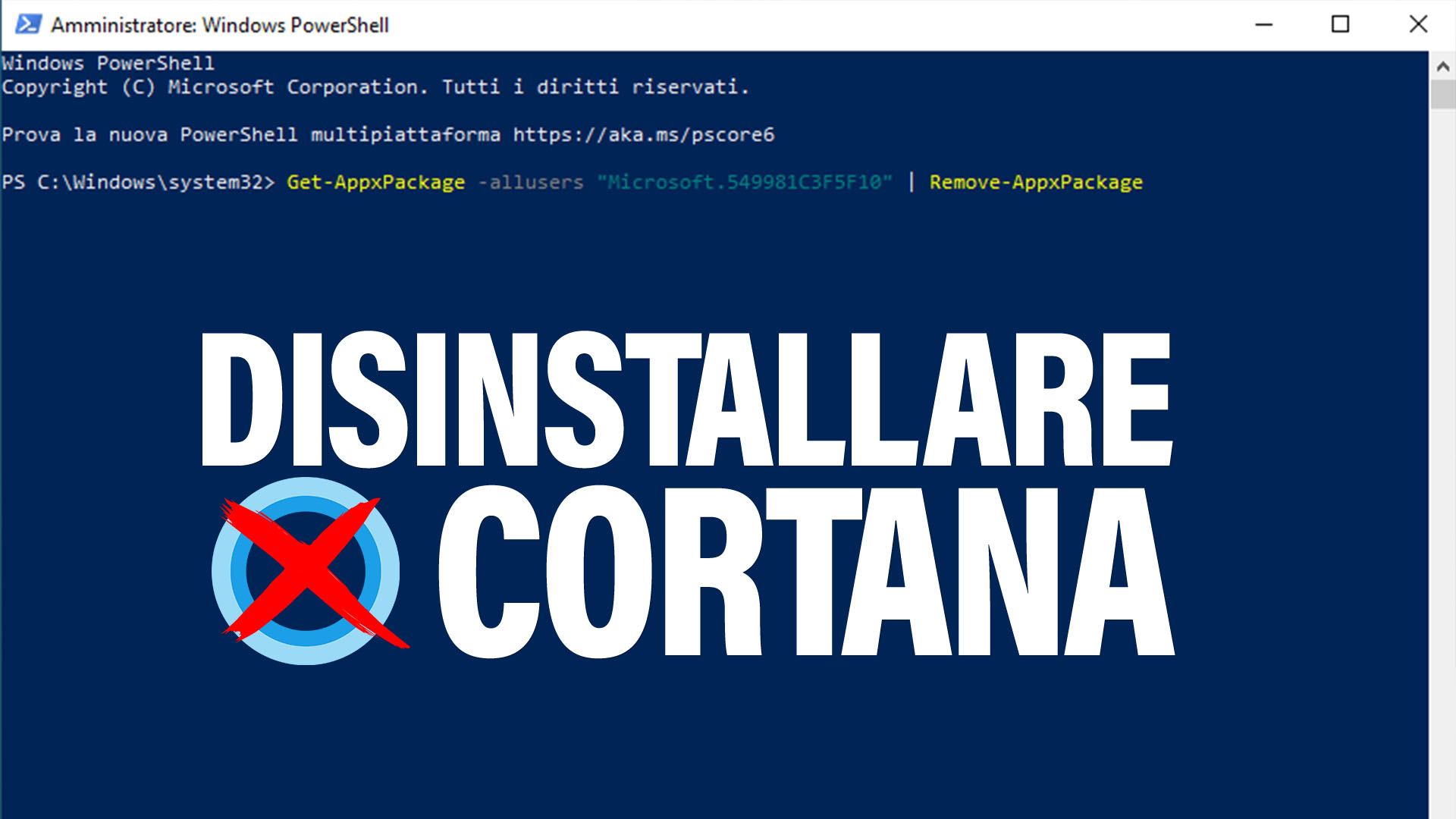 Disinstallare-Cortana