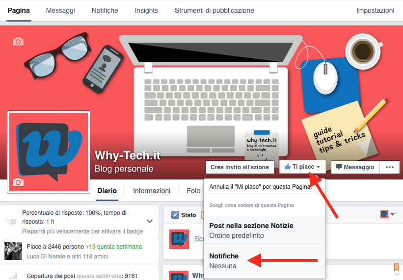 Come ricevere tutte le notifiche da una pagina Facebook