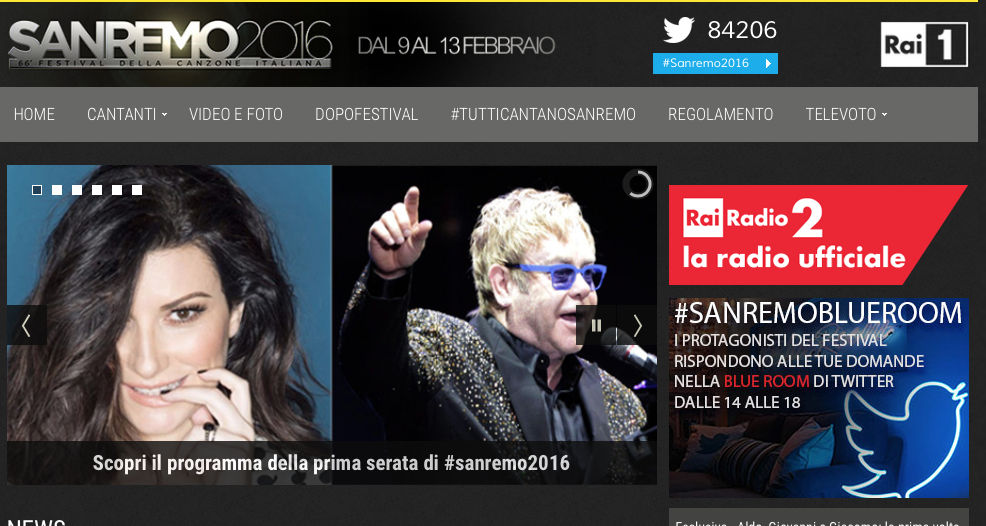 Come vedere il Festival di Sanremo 2016 in diretta streaming