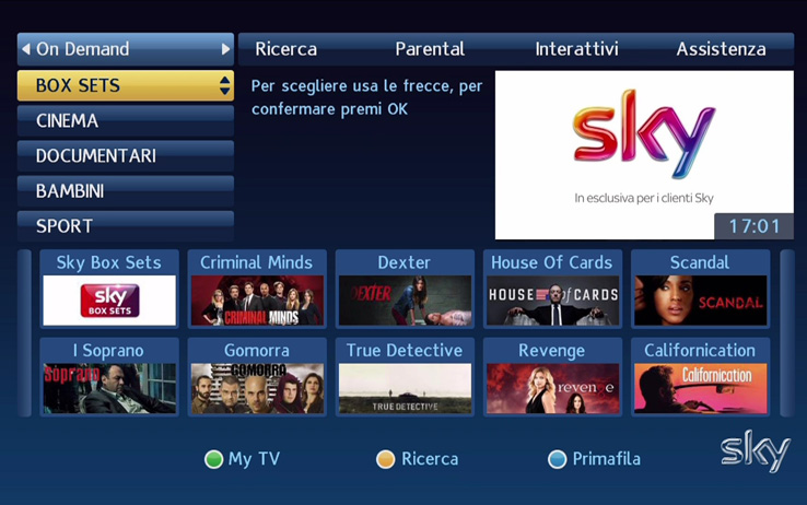 Sky Box Sets, il nuovo servizio On Demand di Sky