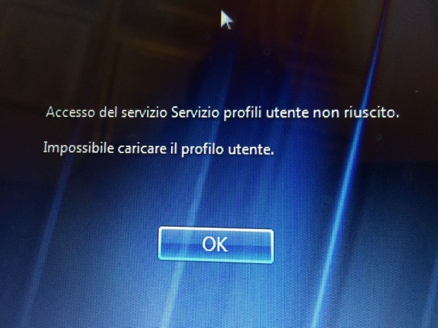 Accesso Del Servizio Profili Utente Non Riuscito