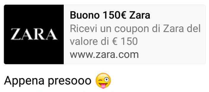 Nuova bufala su WhatsApp, questa volta buoni acquisto Zara