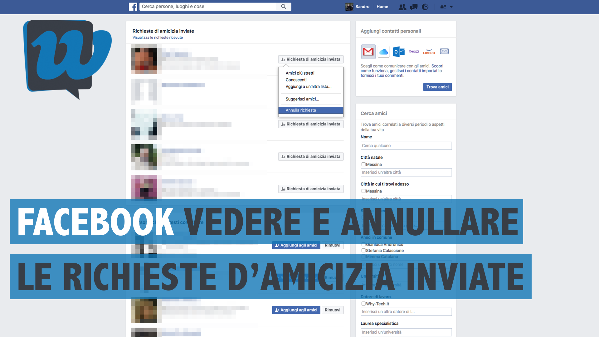 Come vedere e annullare le richieste di amicizia inviate su Facebook