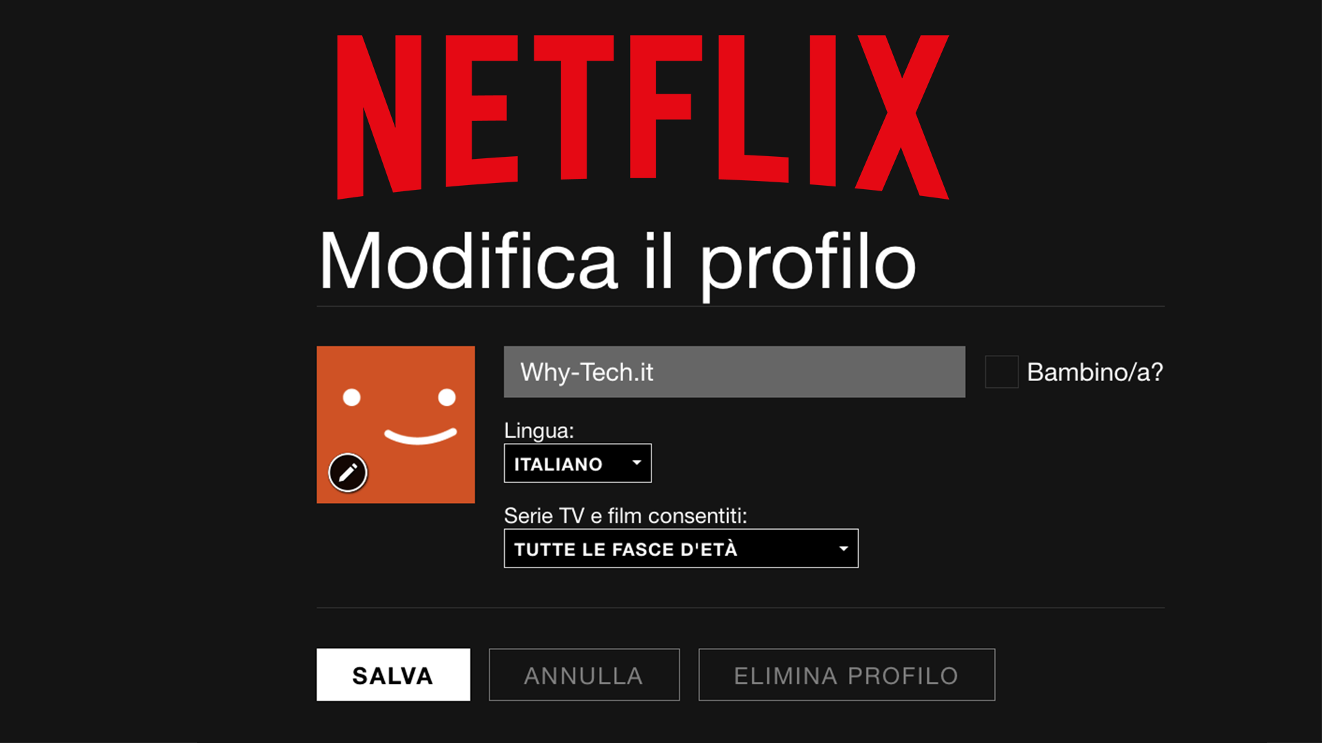 Come cancellare o modificare un profilo utente su NETFLIX