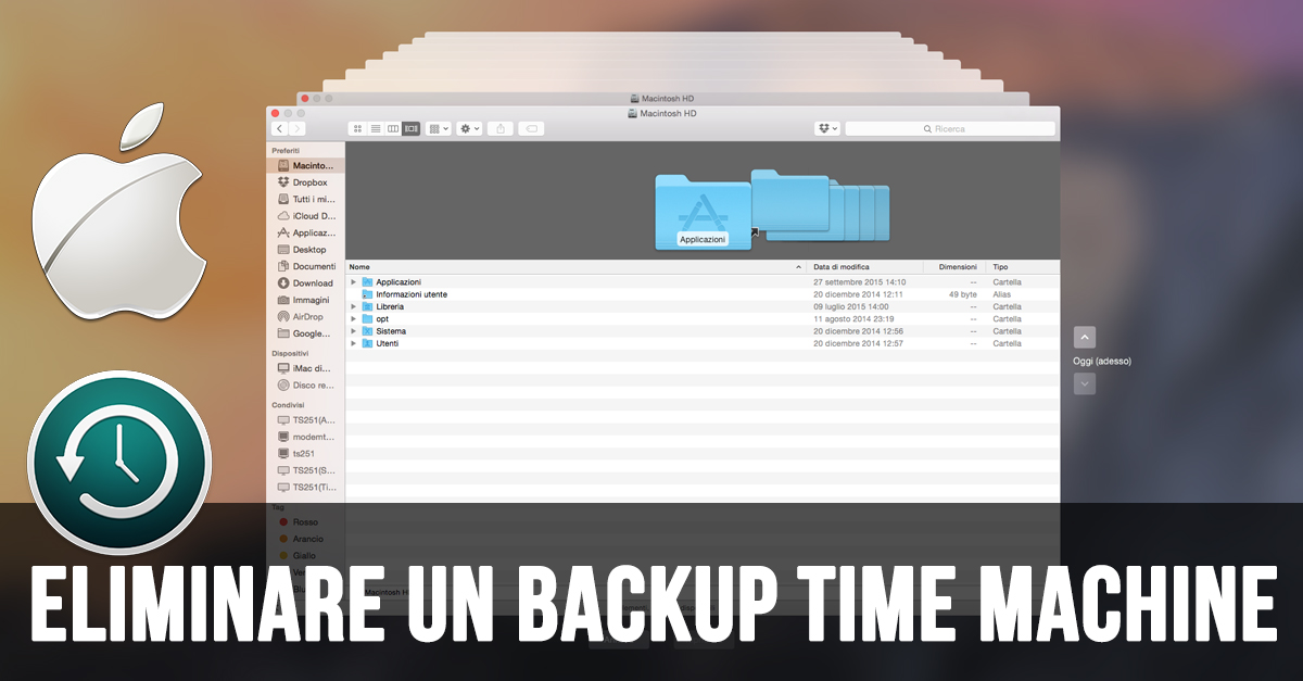 Eliminare un backup di Time Machine manualmente 